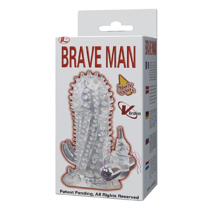 Silikonowa wibrująca przedłużka Baile Brave Man transparentna 14 cm