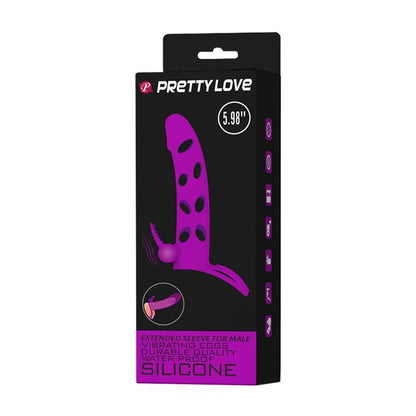 Wibrująca przedłużka silikonowa na penisa z paskiem Pretty Love czarna 17cm