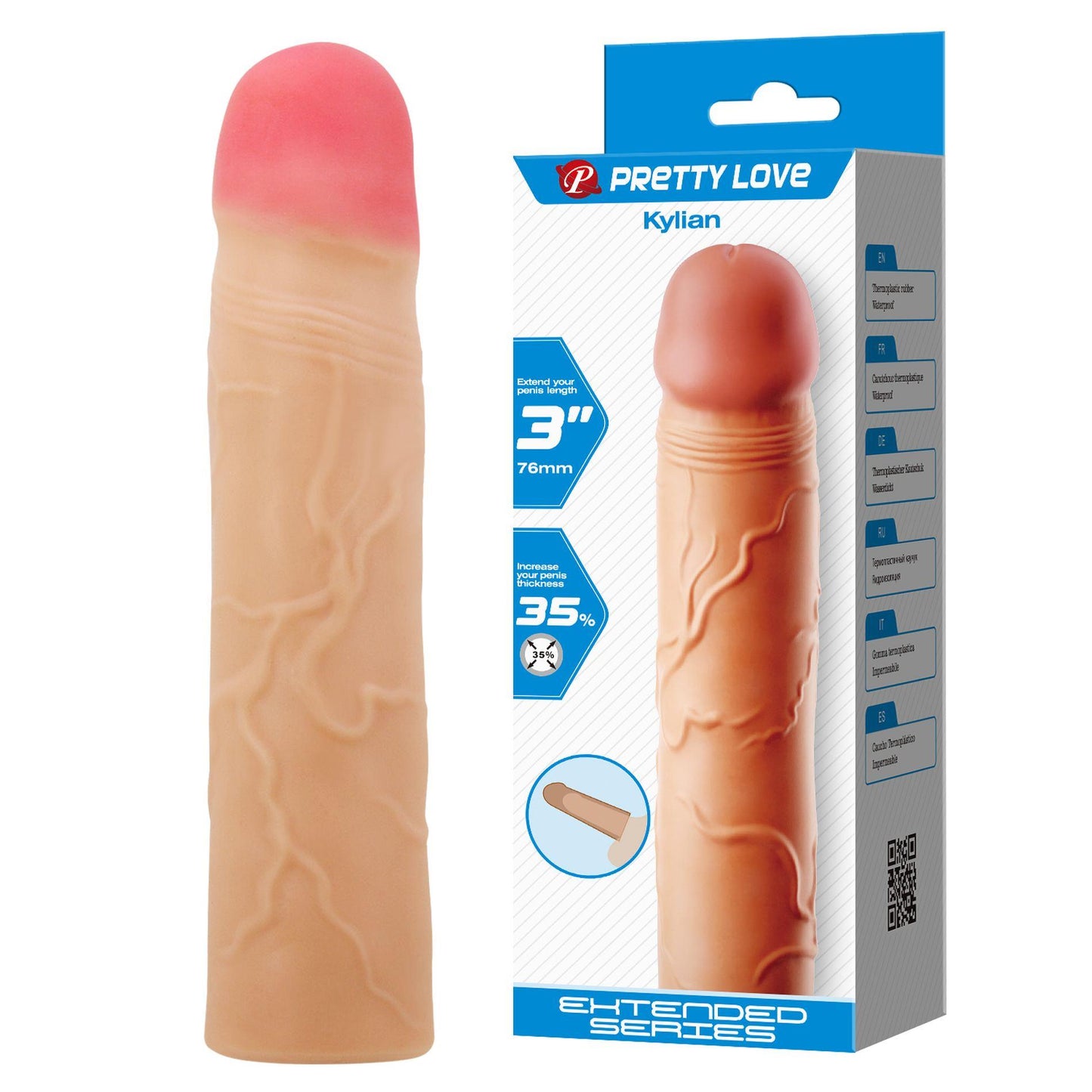 Przedłużka na penisa Pretty Love Kylian Flesh realistyczna 76 mm