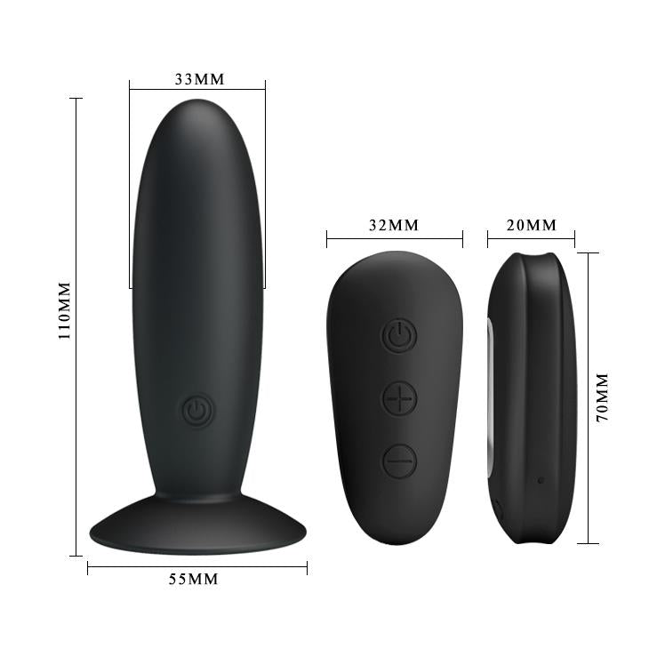Wibrujący korek analny Mr Play z pilotem silikonowy czarny USB