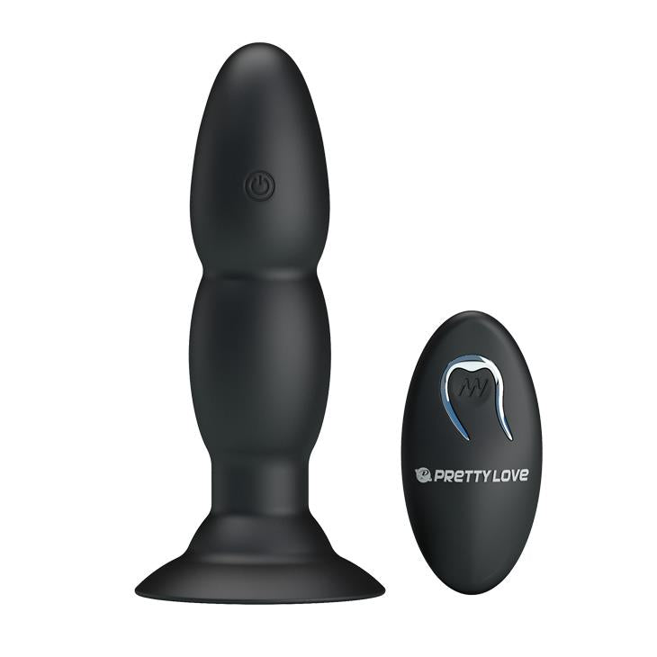 Wibrujący korek analny Pretty Love koralikowy czarny 13,5 cm USB