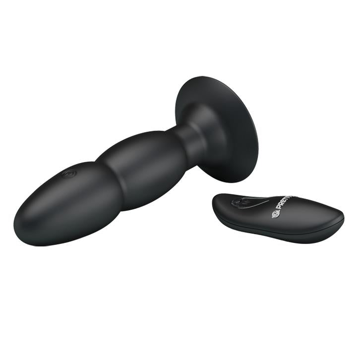 Wibrujący korek analny Pretty Love koralikowy czarny 13,5 cm USB