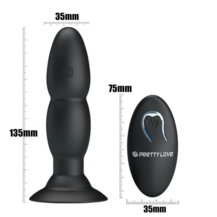 Wibrujący korek analny Pretty Love koralikowy czarny 13,5 cm USB