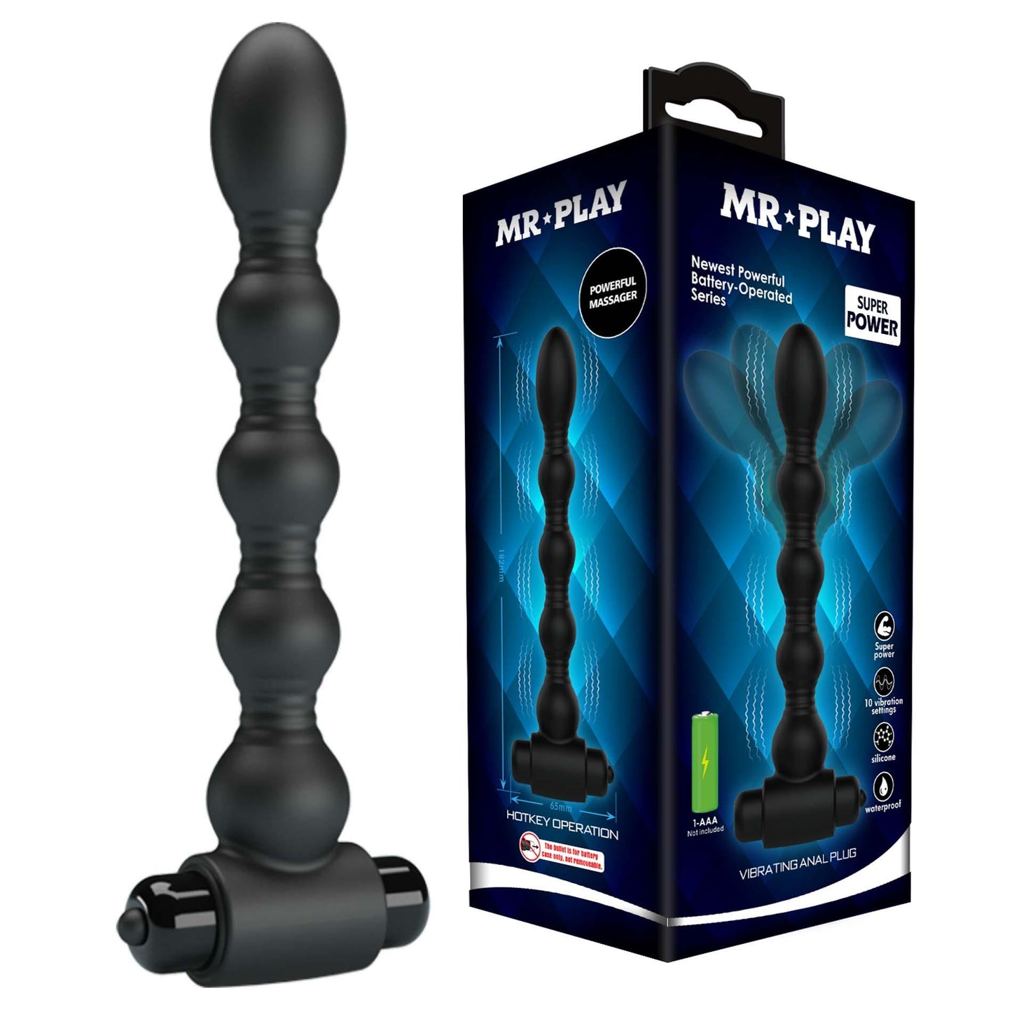Wibrujący korek analny Mr Play silikonowy 10 funkcji 18 cm