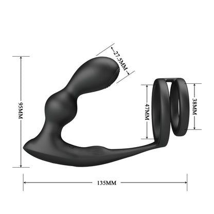 Pierścień erekcyjny z wibrującym korkiem analnym Pretty Love silikonowy USB