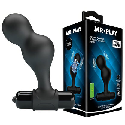 Wibrujący silikonowy korek analny Mr. Play 10 funkcji czarny
