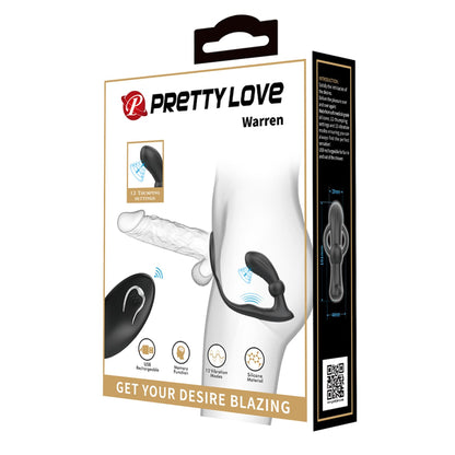 Pierścień erekcyjny z wibrującą wtyczką analną Pretty Love Warren czarny