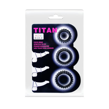 Zestaw trzech silikonowych pierścieni erekcyjnych Baile Titan czarny
