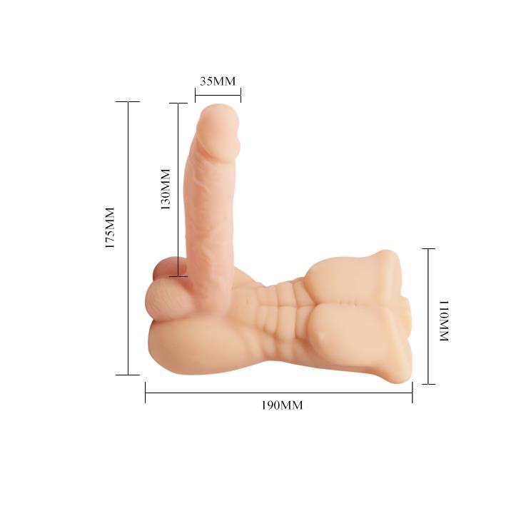 Męski tors masturbator Baile Temptation Bigger Man z wibracją 13 cm