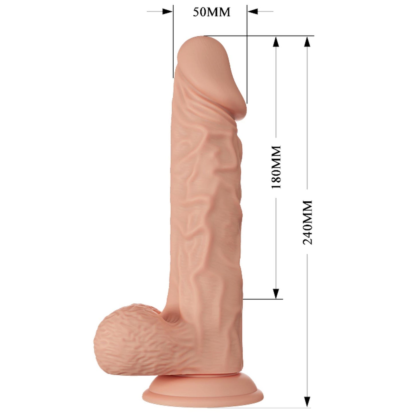 Wibrator realistyczny Baile z jądrami i przyssawką 24 cm