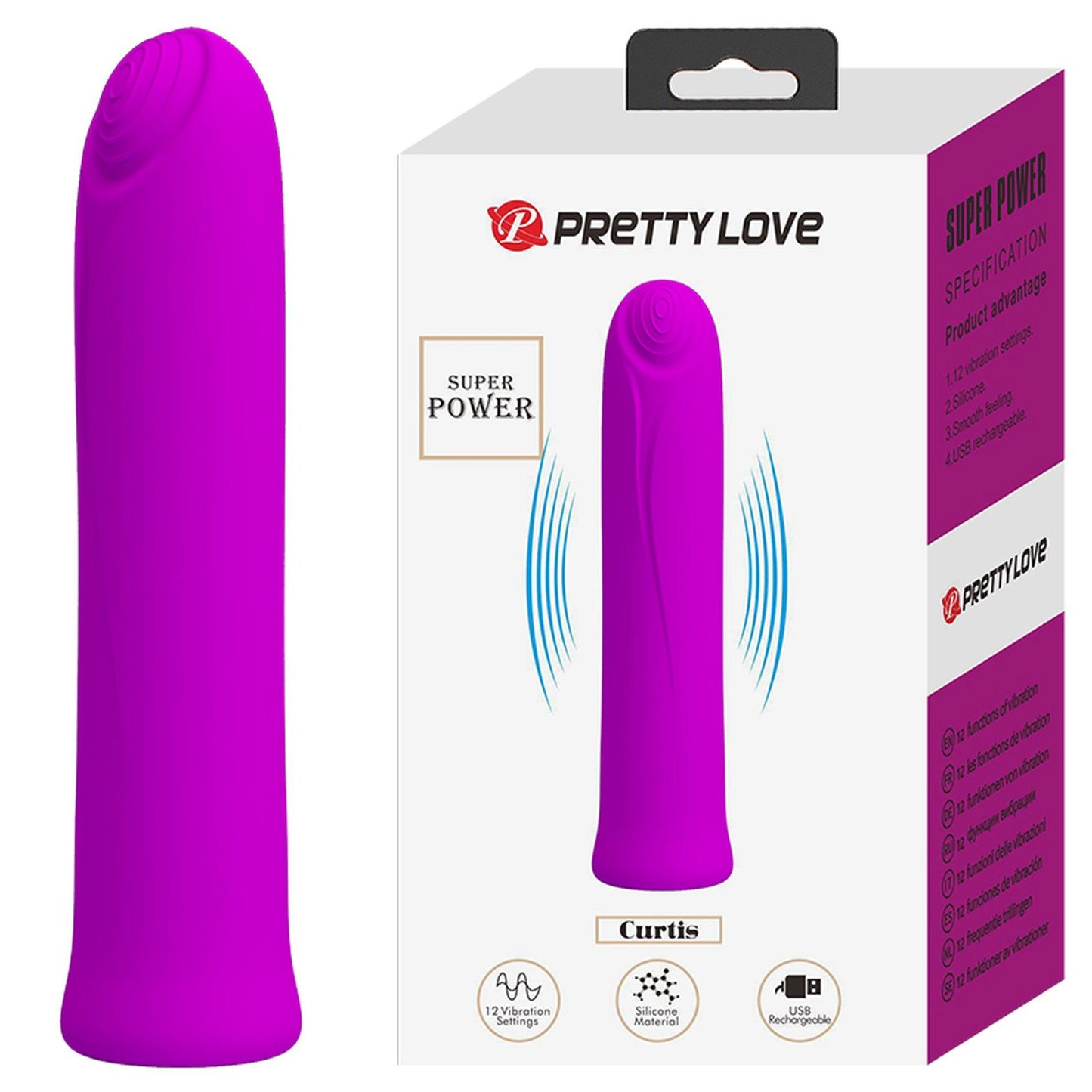 Mini wibrator Pretty Love Curtis 12 trybów z pamięcią USB