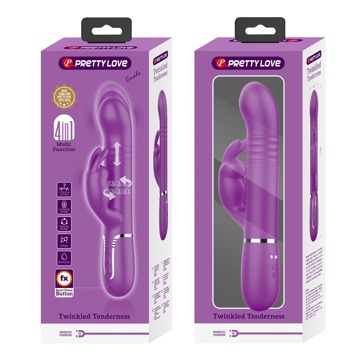 Wibrator króliczek Pretty Love Coale fioletowy 7 wibracji rotacja pchnięcia