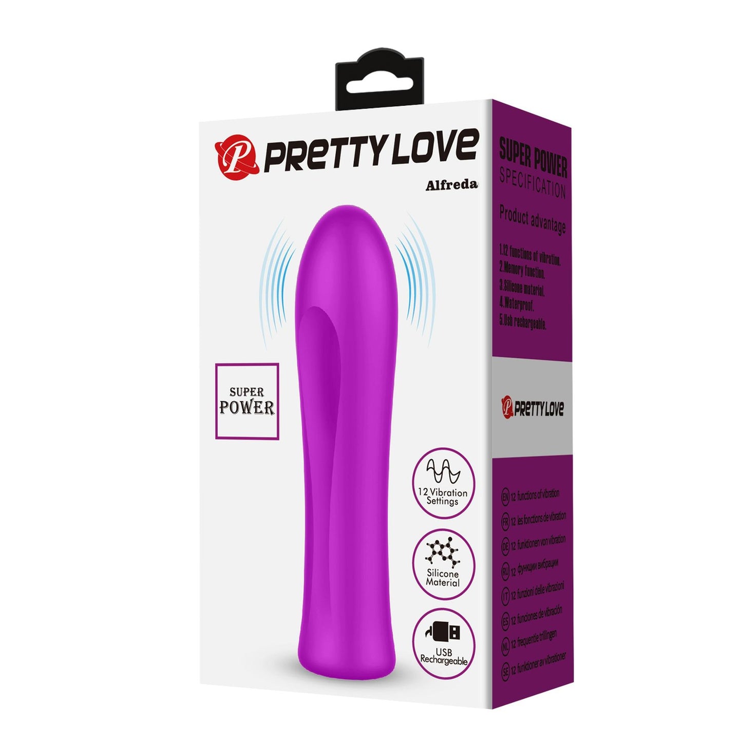 Wibrator mini silikonowy Pretty Love Alfreda fioletowy 12 funkcji
