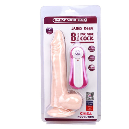 Wibrator teleskopowy James Deen z moszną i pilotem 21.5 cm