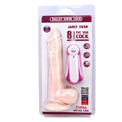 Wibrator teleskopowy James Deen z moszną i pilotem 21.5 cm
