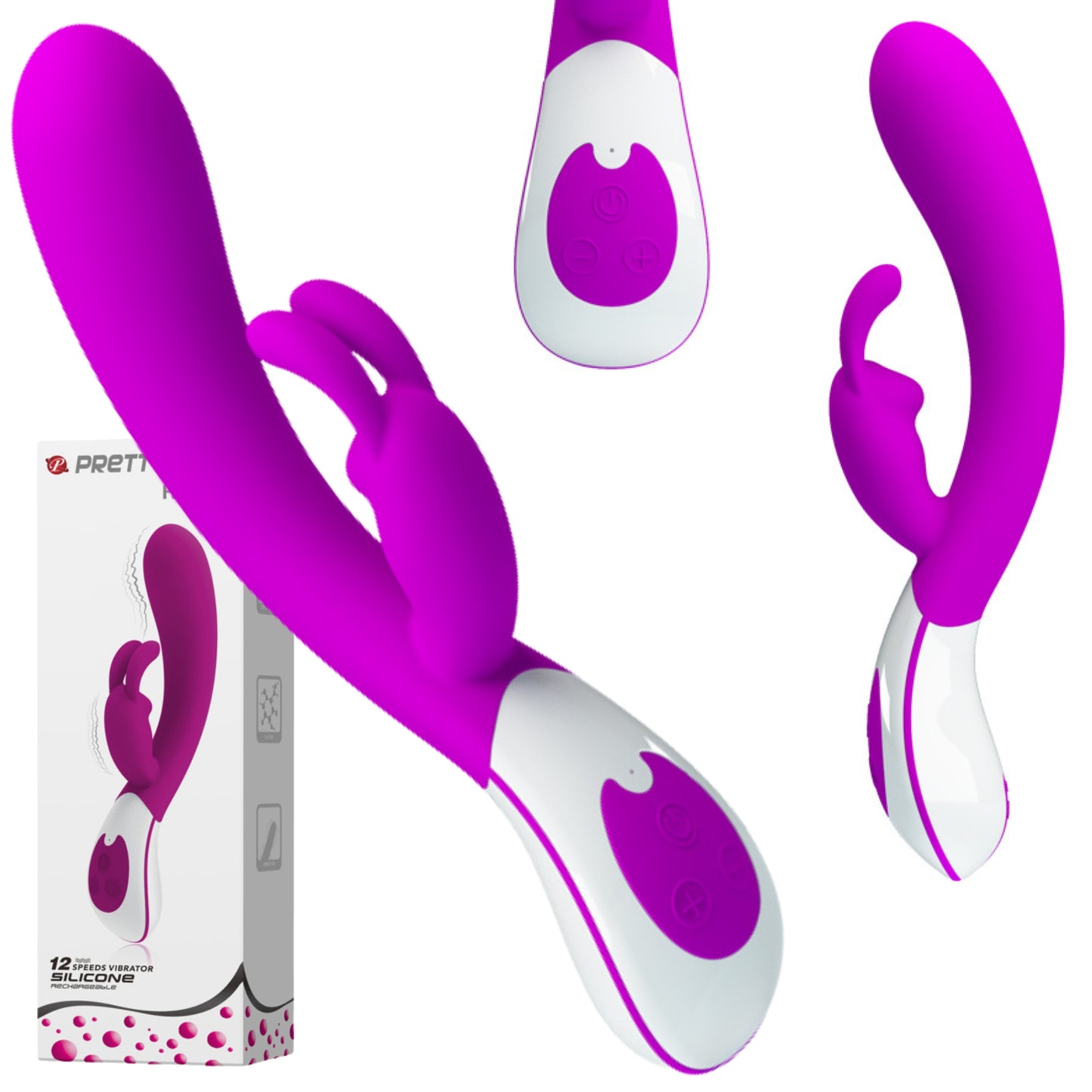 Wibrator króliczek silikonowy Pretty Love Harlan fioletowy USB 12 cm