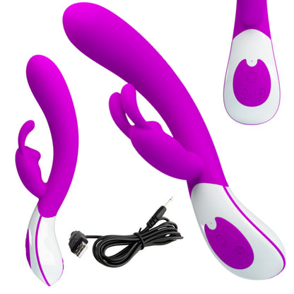 Wibrator króliczek silikonowy Pretty Love Harlan fioletowy USB 12 cm