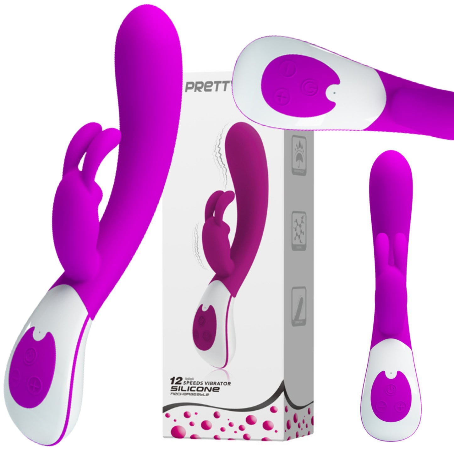 Wibrator króliczek silikonowy Pretty Love Harlan fioletowy USB 12 cm