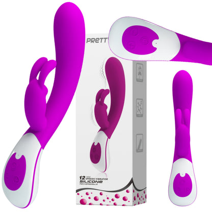 Wibrator króliczek silikonowy Pretty Love Harlan fioletowy USB 12 cm